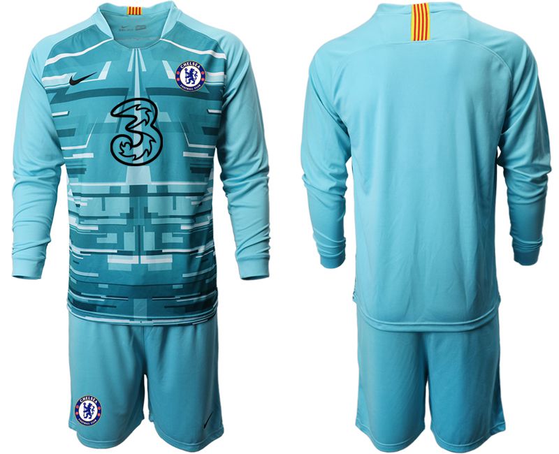 Men 2020-2021 club Chelsea lake blue long sleeve goalkeeper Soccer Jerseys1